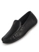 Men Black Genuine Leather Stitched Formal Driving Loafers for Office, Meetings, Party Event|Flatform EVA Sole with Long Comfort, Slip Resistant