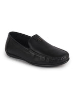 Men Black Genuine Leather Stitched Formal Driving Loafers for Office, Meetings, Party Event|Flatform EVA Sole with Long Comfort, Slip Resistant