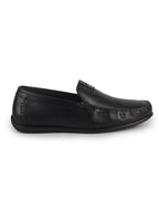Men Black Genuine Leather Stitched Formal Driving Loafers for Office, Meetings, Party Event|Flatform EVA Sole with Long Comfort, Slip Resistant
