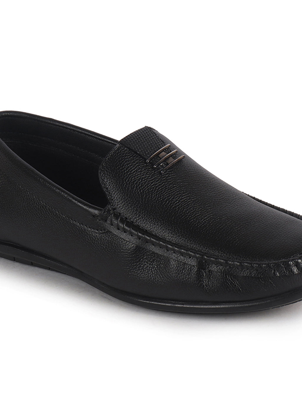 Men Black Genuine Leather Stitched Formal Driving Loafers for Office, Meetings, Party Event|Flatform EVA Sole with Long Comfort, Slip Resistant