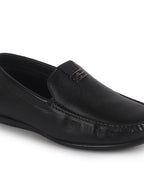 Men Black Genuine Leather Stitched Formal Driving Loafers for Office, Meetings, Party Event|Flatform EVA Sole with Long Comfort, Slip Resistant