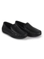 Men Black Genuine Leather Stitched Formal Driving Loafers for Office, Meetings, Party Event|Flatform EVA Sole with Long Comfort, Slip Resistant