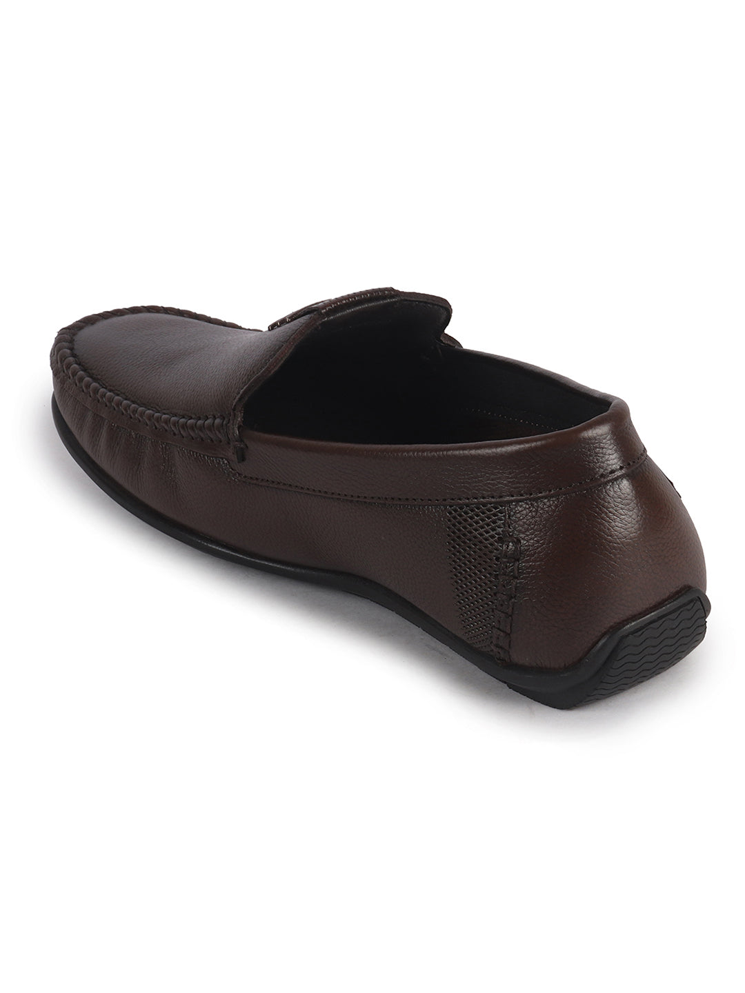 Men Brown Genuine Leather Stitched Formal Driving Loafers for Office, Meetings, Party Event|Flatform EVA Sole with Long Comfort, Slip Resistant