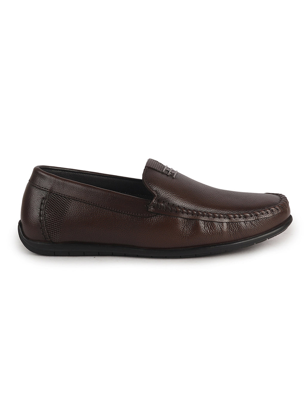 Men Brown Genuine Leather Stitched Formal Driving Loafers for Office, Meetings, Party Event|Flatform EVA Sole with Long Comfort, Slip Resistant