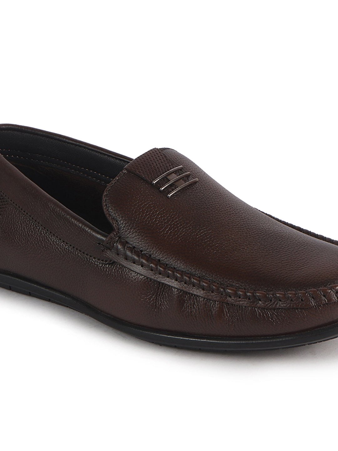 Men Brown Genuine Leather Stitched Formal Driving Loafers for Office, Meetings, Party Event|Flatform EVA Sole with Long Comfort, Slip Resistant
