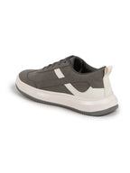 Shop Men Grey Lace Up White Stripped Trendy All Day Comfortable Lightweight Sneakers Casual Shoes Online.