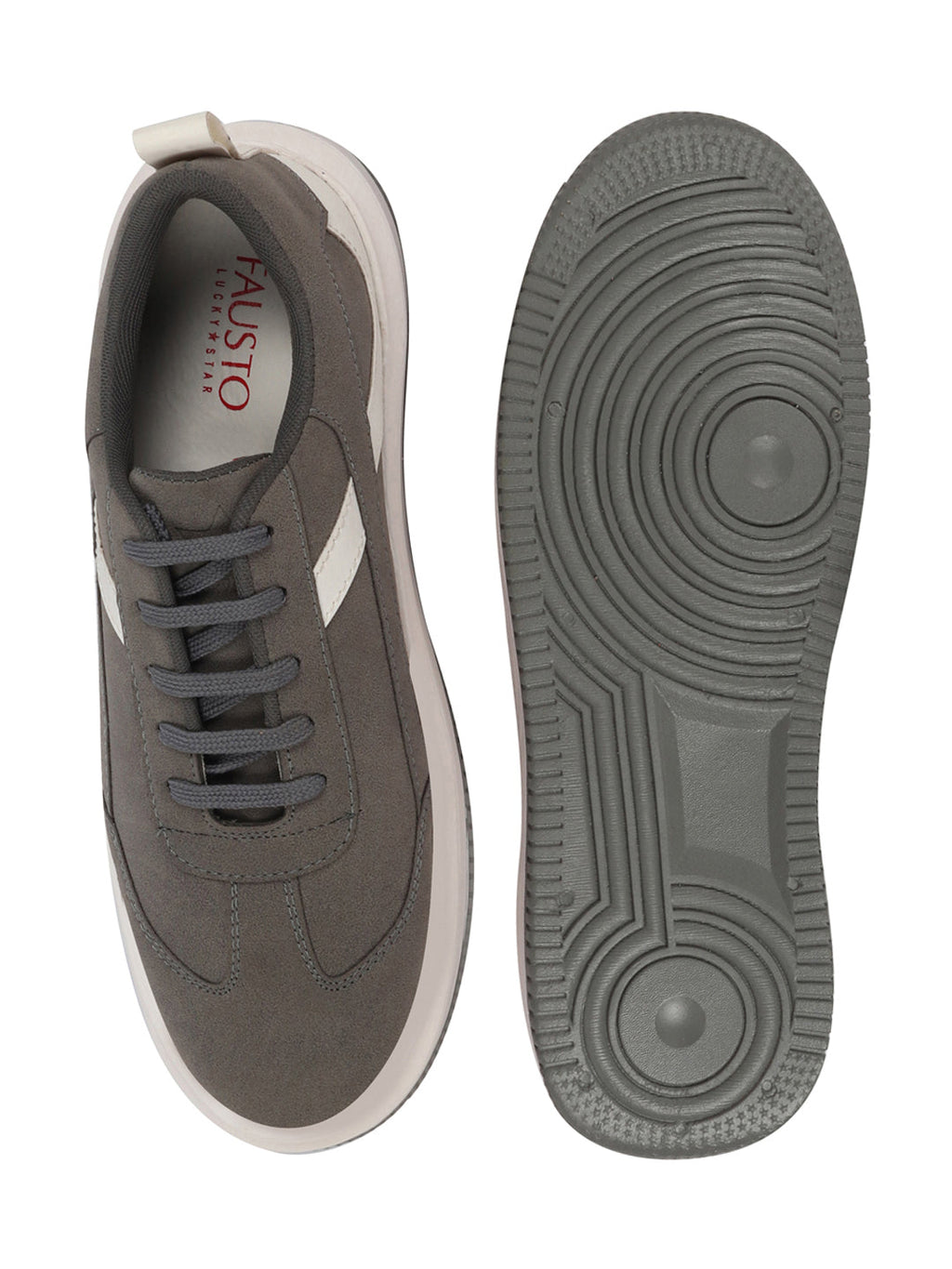 Shop Men Grey Lace Up White Stripped Trendy All Day Comfortable Lightweight Sneakers Casual Shoes Online.
