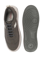 Shop Men Grey Lace Up White Stripped Trendy All Day Comfortable Lightweight Sneakers Casual Shoes Online.