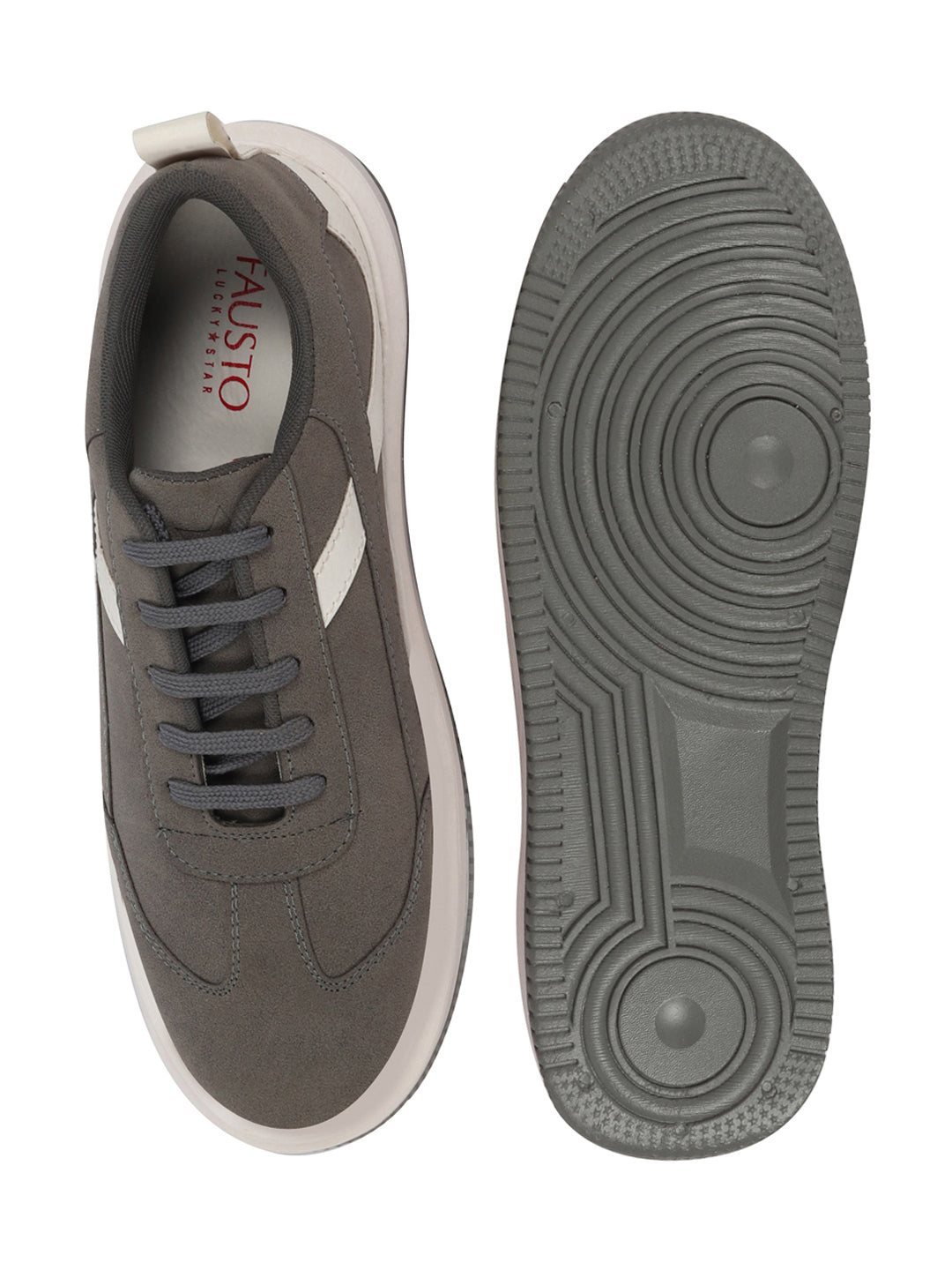 Shop Men Grey Lace Up White Stripped Trendy All Day Comfortable Lightweight Sneakers Casual Shoes Online.