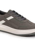 Shop Men Grey Lace Up White Stripped Trendy All Day Comfortable Lightweight Sneakers Casual Shoes Online.
