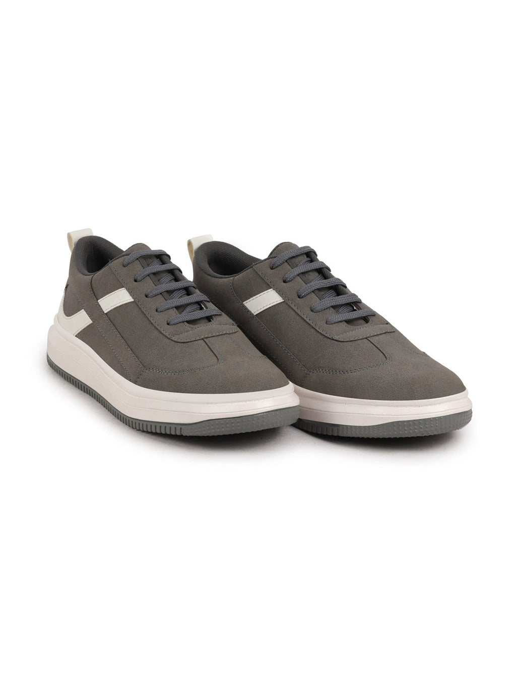 Shop Men Grey Lace Up White Stripped Trendy All Day Comfortable Lightweight Sneakers Casual Shoes Online.