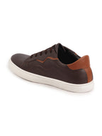 Shop Men Brown Classic Lace Up Elevated Look Sneaker Shoes with Contrast Sole|Low Ankle|Casual Shoe Online.