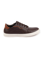 Shop Men Brown Classic Lace Up Elevated Look Sneaker Shoes with Contrast Sole|Low Ankle|Casual Shoe Online.