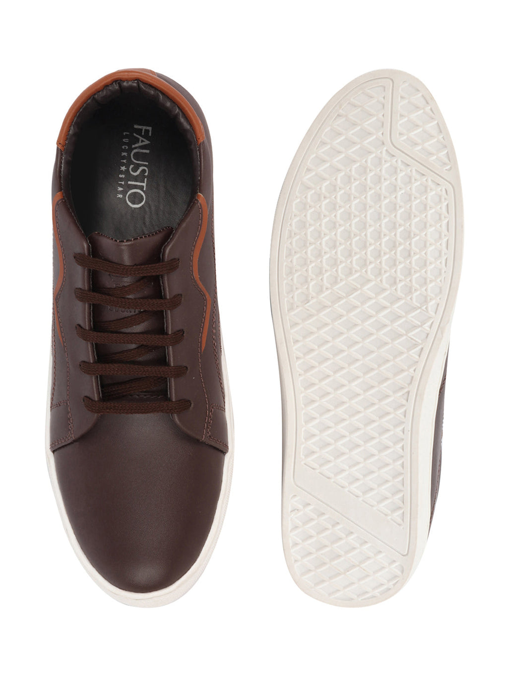 Shop Men Brown Classic Lace Up Elevated Look Sneaker Shoes with Contrast Sole|Low Ankle|Casual Shoe Online.