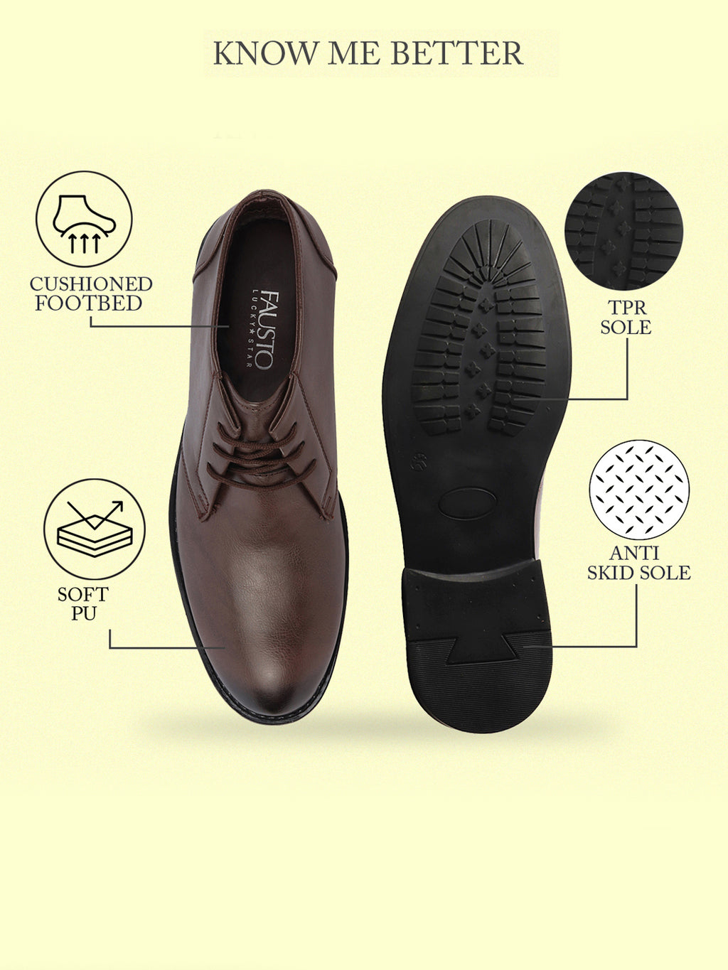 Shop Men Brown Classic Trendy Mid Ankle Lace Up Chukka Boot With TPR Welted Sole Online.