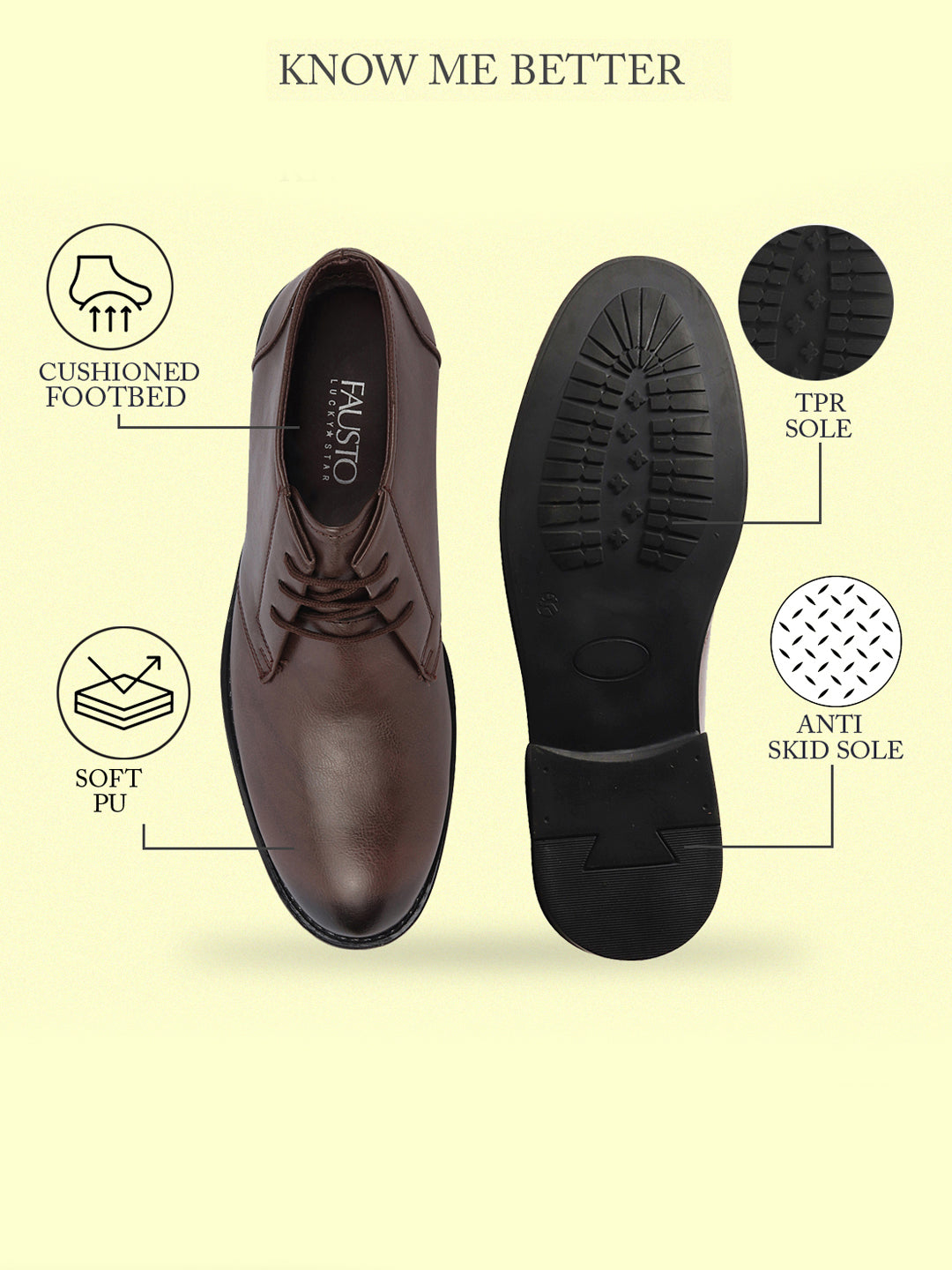 Shop Men Brown Classic Trendy Mid Ankle Lace Up Chukka Boot With TPR Welted Sole Online.