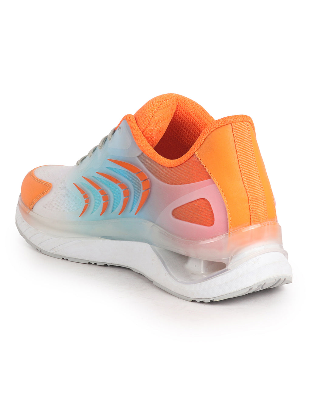 Men Orange Colorblocked Lace Up Sneakers| Sports Running Shoes|Anti-Skid Phylon Sole|Lace-Up Athleisure Shoes|Walking Shoes