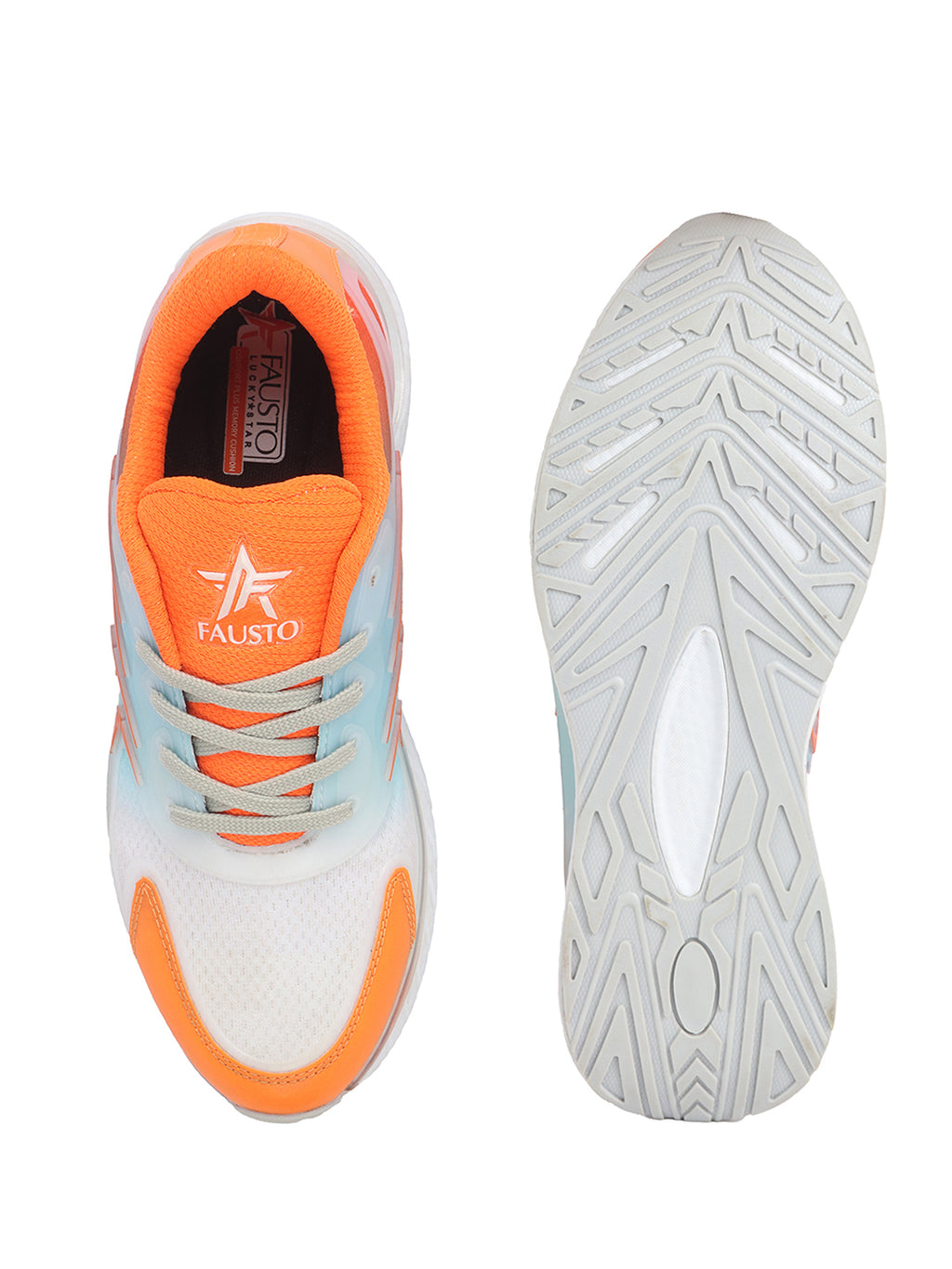 Men Orange Colorblocked Lace Up Sneakers| Sports Running Shoes|Anti-Skid Phylon Sole|Lace-Up Athleisure Shoes|Walking Shoes