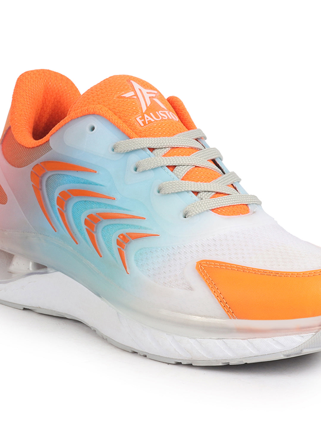 Men Orange Colorblocked Lace Up Sneakers| Sports Running Shoes|Anti-Skid Phylon Sole|Lace-Up Athleisure Shoes|Walking Shoes