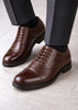 Men Brown Genuine Leather Formal Office Comfort Broad Feet Oxford Lace Up Shoes