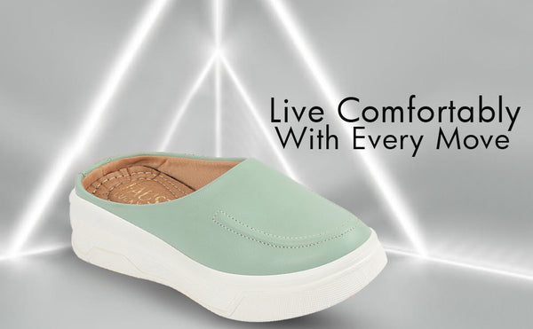 Women Sky Blue Outdoor Fashion Stitched Design Open Back Platform Heel Slip On Casual Shoes