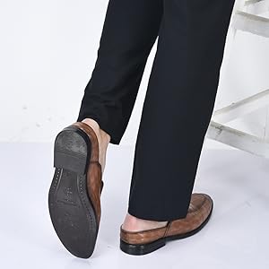 Men Blue Embossed Leopard Print Design with Horsebit Buckle Ethnic Party Back Open Slip On Mules Shoes