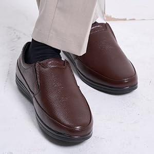 Men Black Formal Office Genuine Leather Slip On Shoes