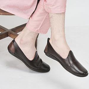 Men Black Ethnic Slip On Stylish Stitched Jutis