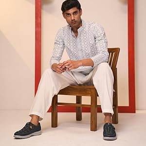 FAUSTO Men Black Feather Light EVA Sole Shoe Style Comfortable Dress Sandal With Memory Cushion|Stitched Hook & Loop Sandal For Work|Evening|Festive