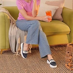 Women Navy Blue Fashion Outdoor Height Enhancer Open Back Slip On Upper Denim Casual Shoes