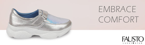 Women Silver Stylish Hook & Loop Sneakers