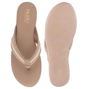 Women Pink Elegant Embellished Shimmery Wedding T-Strap Flat Slip On Slippers|Soft Cushioned Footbed|Party, Reception, Festive