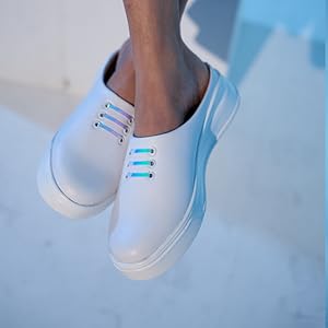 Women Sky Blue Outdoor Fashion Comfort Lace Design Open Back Platform Heel Slip On Casual Shoes