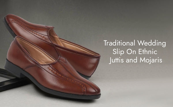 Men Black Broad Feet Traditional Wedding Slip On Ethnic Juttis and Mojaris|Party Slip On Evening Shoes|Striped Textured Mojaris