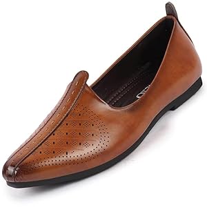 Men Brown Laser Cut Design Ethnic Slip On Wedding Juttis and Mojaris