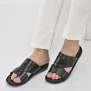 FAUSTO Men White Open Toe Broad Feet Slipper With Memory Cushion|Comfortable Gents Slipper|Sandals For Kurta
