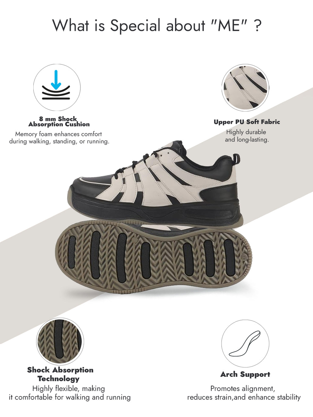 men cream/black colorblocked lace up sneakers