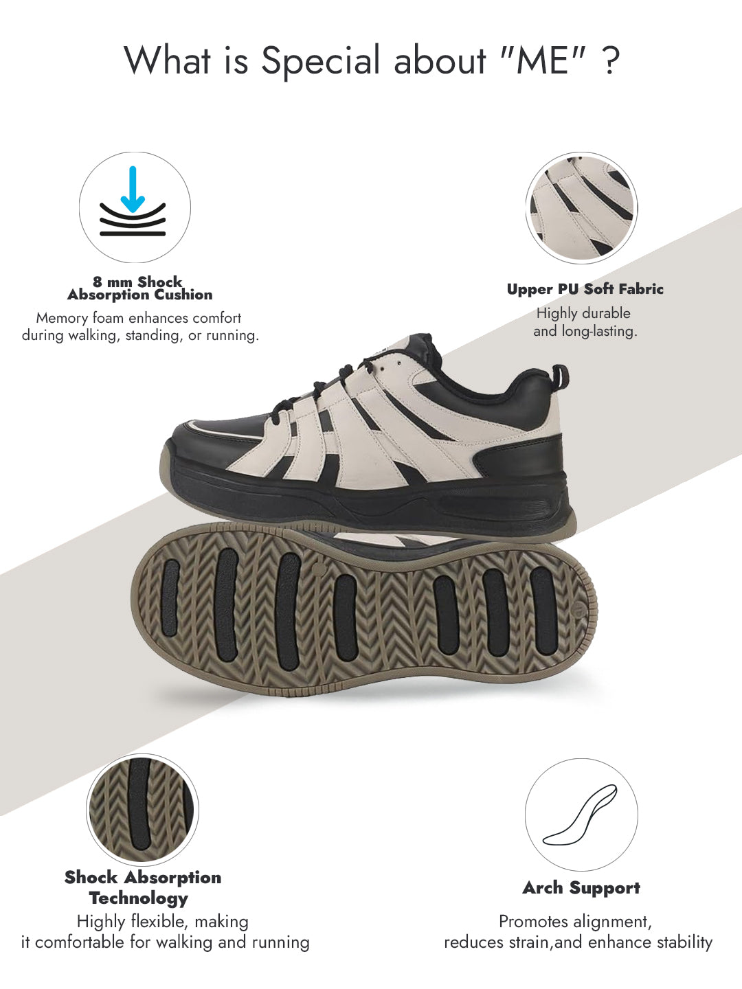 men cream/black colorblocked lace up sneakers