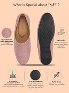 Men Pink Embroidery Sequin Ethnic Slip On Half Cut Juttis and Mojaris for Wedding|Festive Party Slip-On|Traditional Sherwani Shoes
