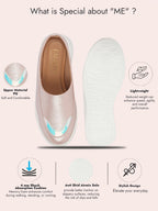 women pink classic height enhancer embellished back open slip on mule shoes|all season casual slip on shoe