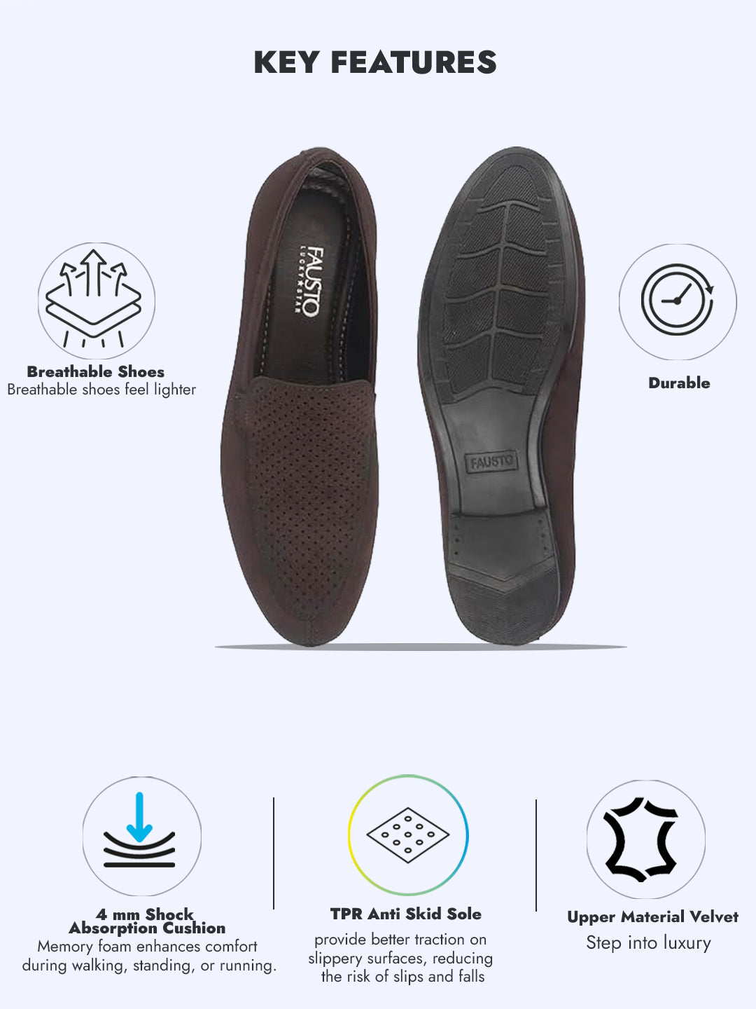 Men Brown Formal Velvet Slip On Shoes for Party|Wedding Shoes|Casual Slip On Shoe