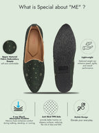 men green embroidery sequin ethnic slip on juttis and mojaris for wedding