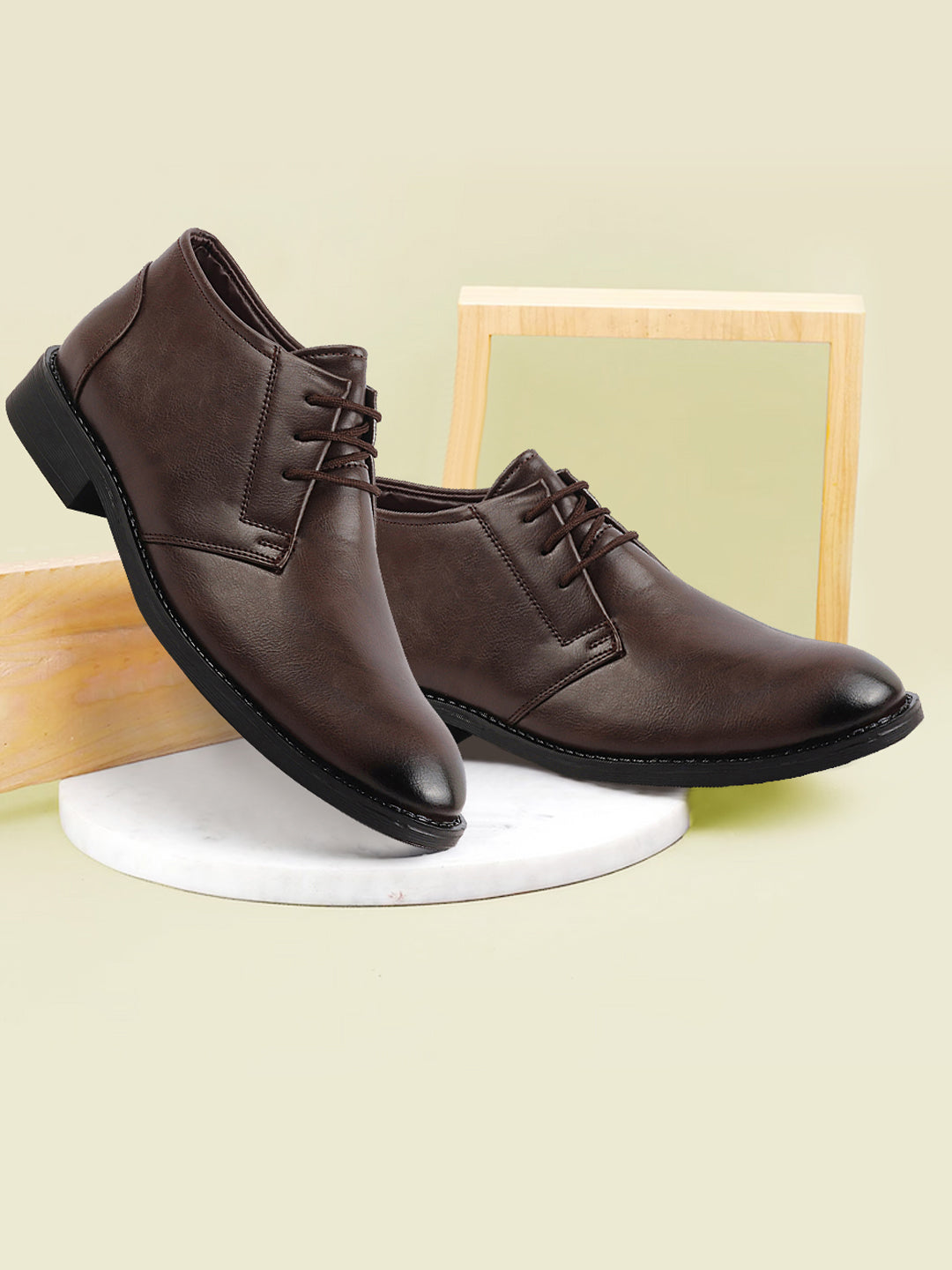 Shop Men Brown Classic Trendy Mid Ankle Lace Up Chukka Boot With TPR Welted Sole Online.