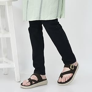 Men Brown Toe Ring Criss Cross Buckle Strap Side Stitched Waterproof Summer Slip On Sandals|Comfort Sole|Lightweight Slippers for Rainy Monsoon Season