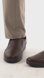 Men Brown Formal Office Genuine Leather Slip On Shoes