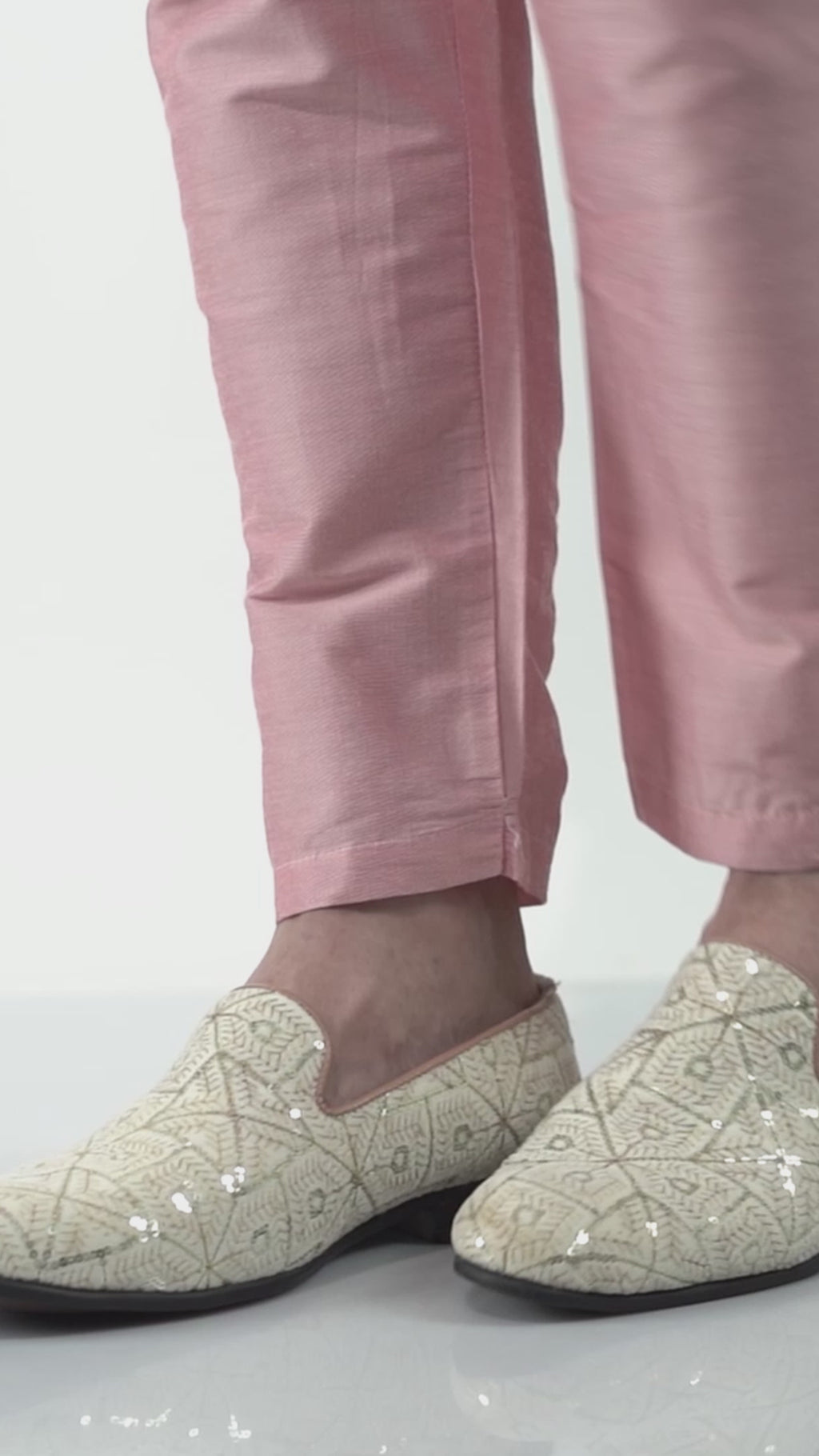 Men Cream Traditional Ethnic Juttis and Mojaris for Wedding | Handcrafted Embroidered Velvet Loafers | Gold Embroidery Prom Slip-On Shoes