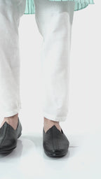 Men Black Wedding Festive Ethnic Slip-On Juttis and Mojari | Embossed Design Shoe with Memory Cushioned Insole