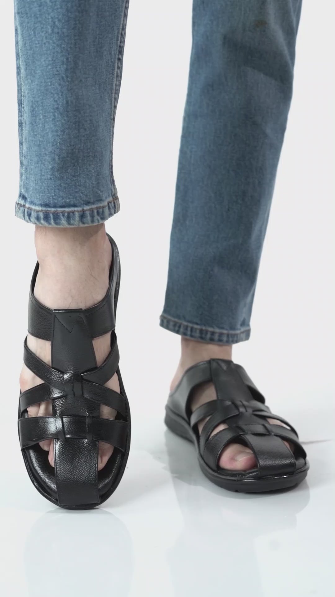 black mens dress sandals Shop Men's Black Leather Multi Strap Slip On Sandals Online – FAUSTO.in