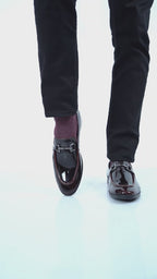 Men Pink Horsebit Buckle Patent Leather Wedding Formal Slip On Mocassin Shoes|Extra Cushioned Insole Tuxedo Loafers for Party, Reception, Cocktail|Memory Cushioned Insole