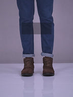 Men Olive Suede Leather Chukka High Ankle Boot For Biking|Hiking|Trekking